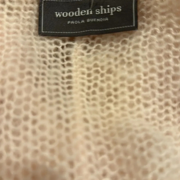 Wooden Ships loose knit acrylic/mohair/wool blend pastel pink cardigan. S/M - Picture 6 of 6